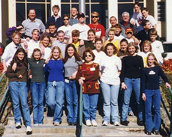 Youth in front of Ridgecrest.