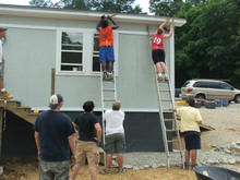 Painting trim Wednesday afternoon